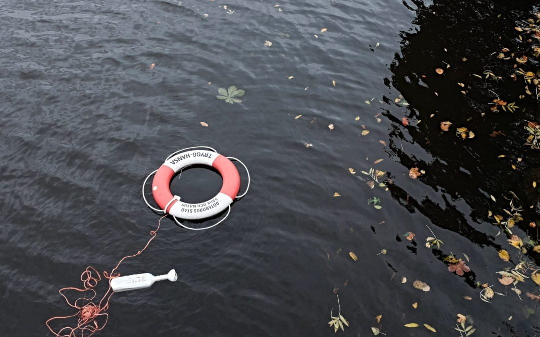 Life preserver floating in the water