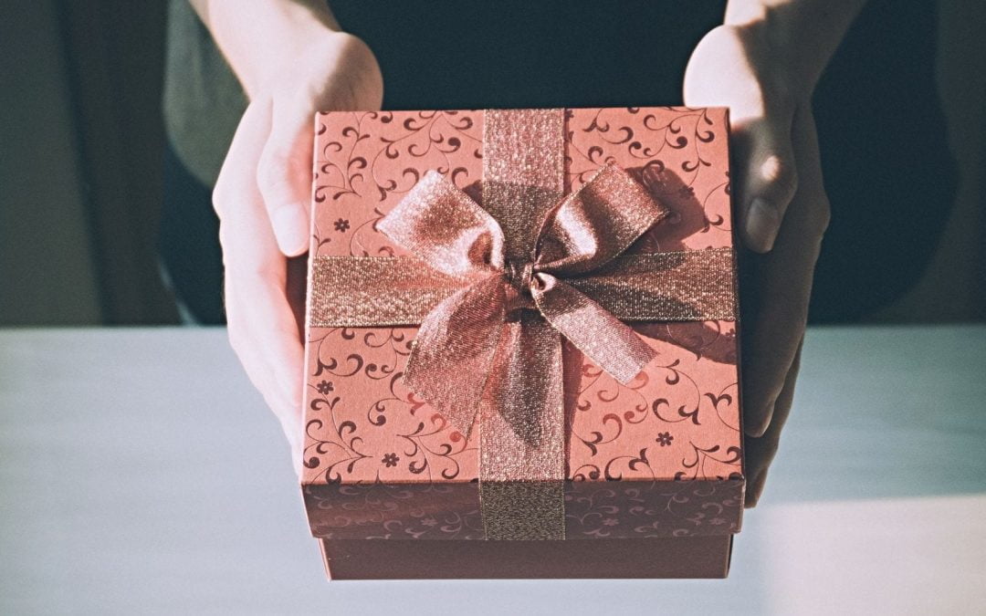 Brown gift box with bow